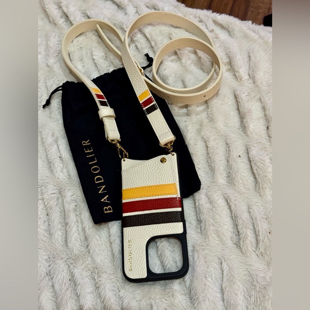 Bandolier Cream and Multicolor Stripe Phone iPhone 15 pro
